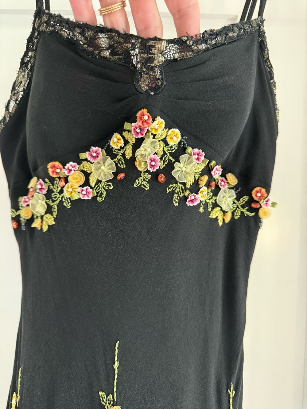 Sue Wong Vintage Silk Fairy Dress Floral Embroidered Beaded Small tagged 10P - Picture 5 of 14